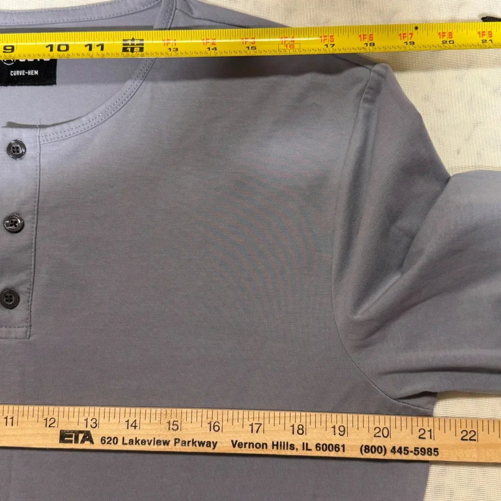 Cuts Clothing Mens Long Sleeve‎ Henley Gray Pyca Pro Curve Hem Shirt
